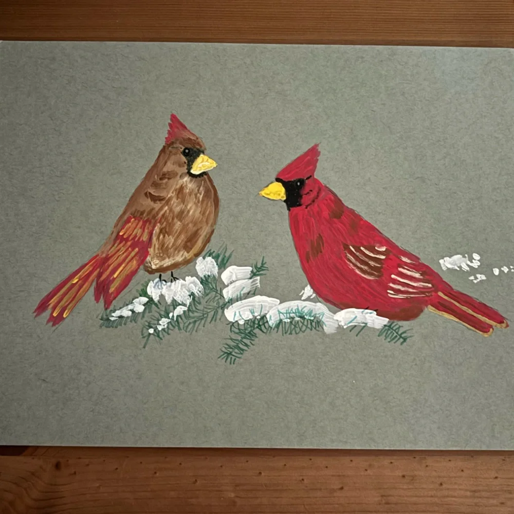 Hand-Painted Cardinal Bird Art - Picture 1 of 1